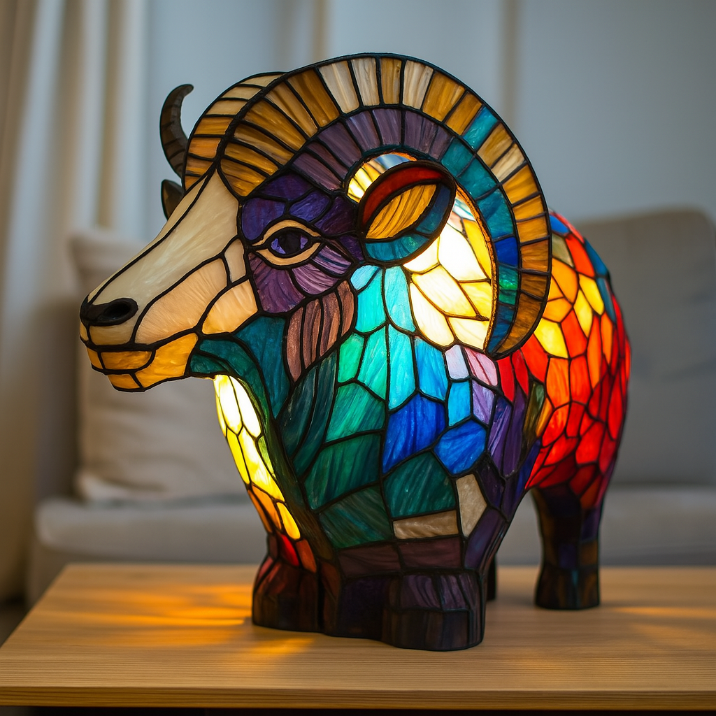 Lulu – Magical Goat Lamp in Coloured Glass