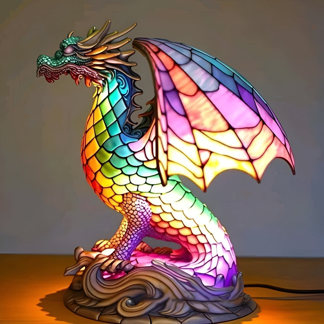 Gribouille – Magical Dragon Lamp in Coloured Glass