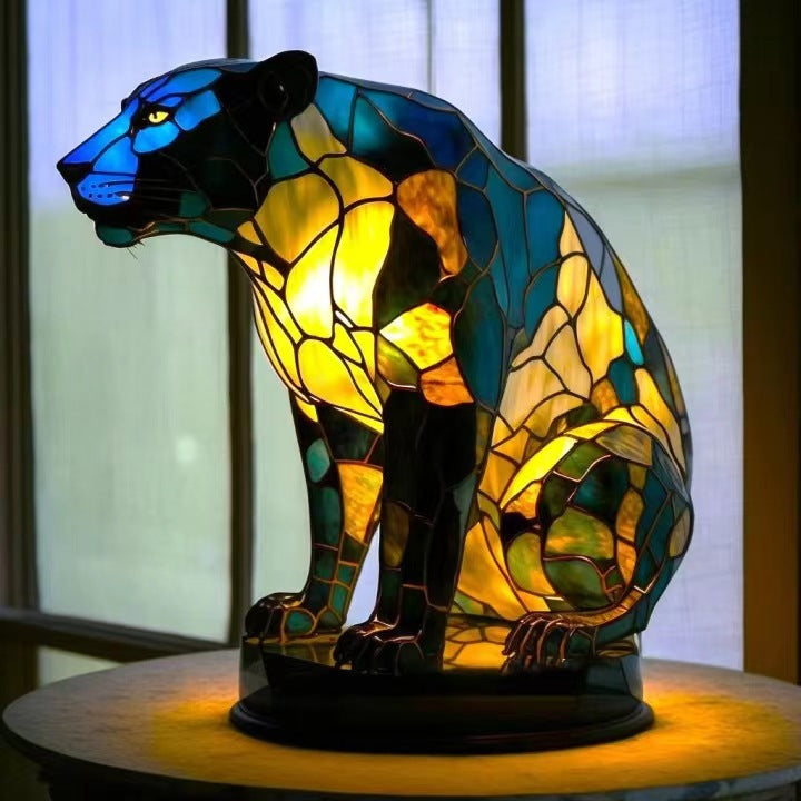 Pataud – Magic Panther Lamp in Coloured Glass