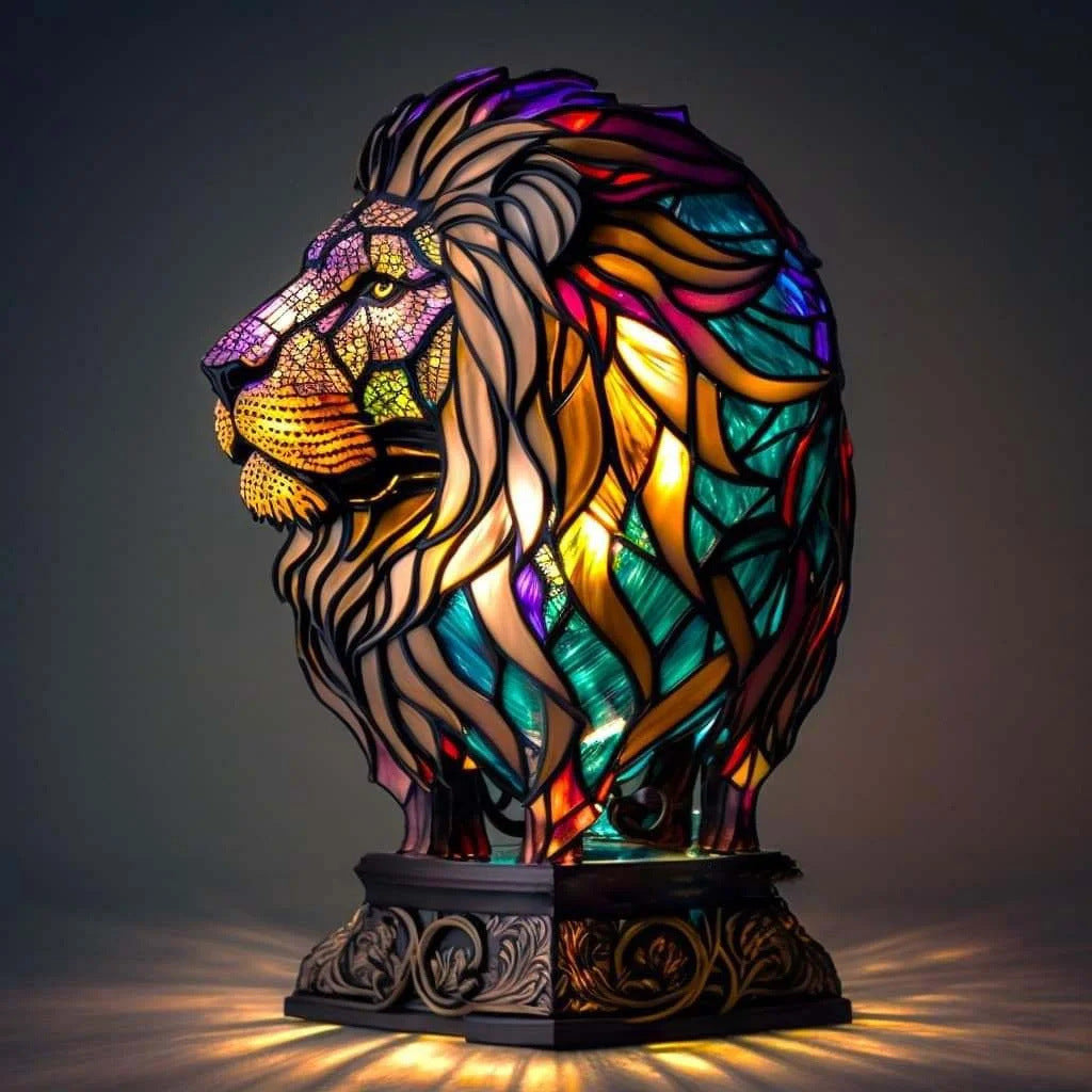Minette – Magical Lion Lamp in Coloured Glass