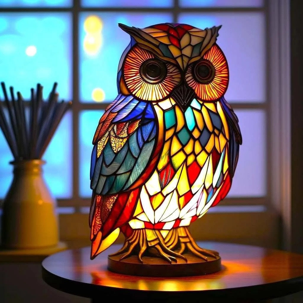 Loulou – Magical Owl Lamp in Coloured Glass