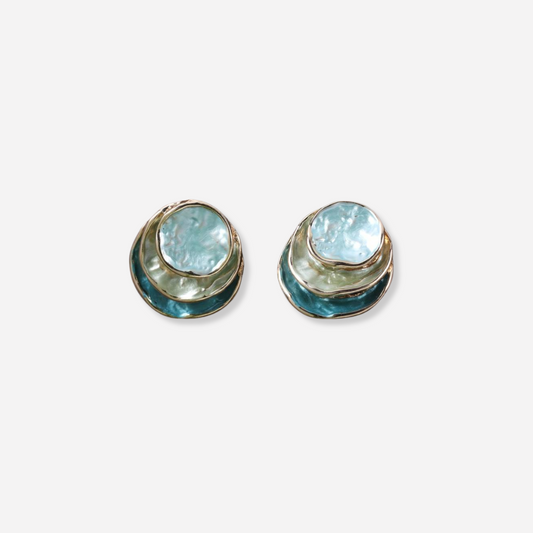 Ocean | Hand-Painted Multicolour Round Earrings