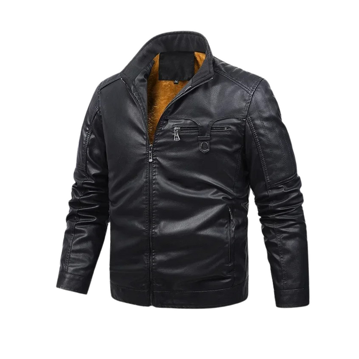 Retro fleece-lined leather jacket