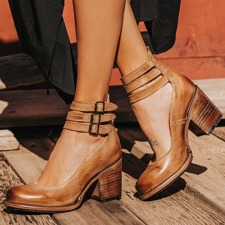 Savanna™ | Vintage Buckle Heel Boots