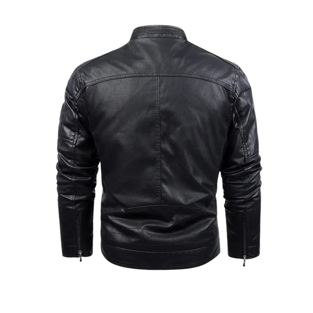 Retro fleece-lined leather jacket