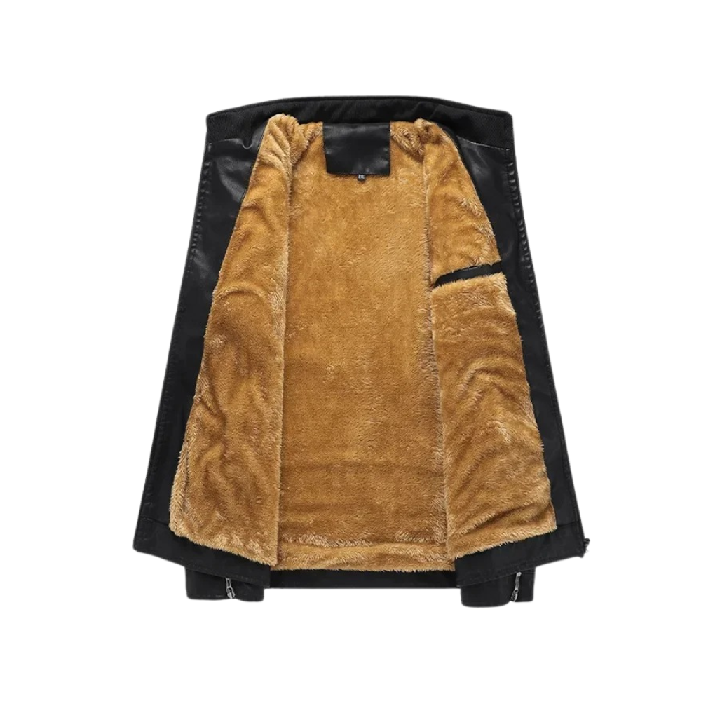 Retro fleece-lined leather jacket
