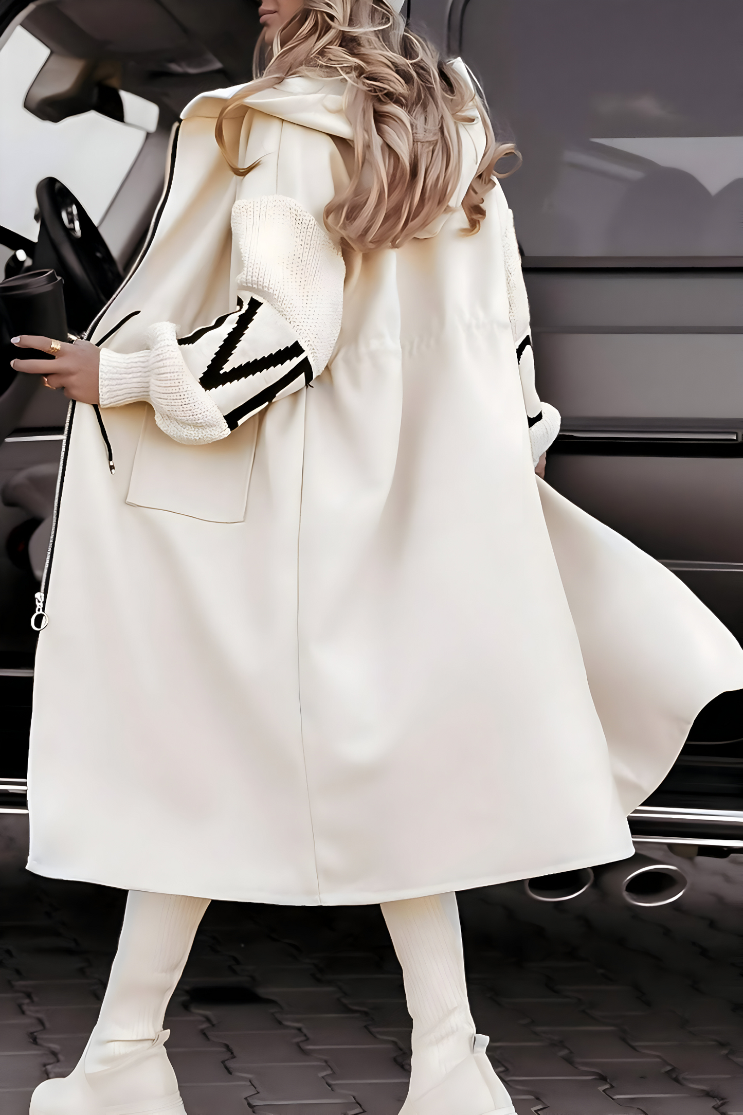 Harper | Knitted Sleeve Hooded Jacket