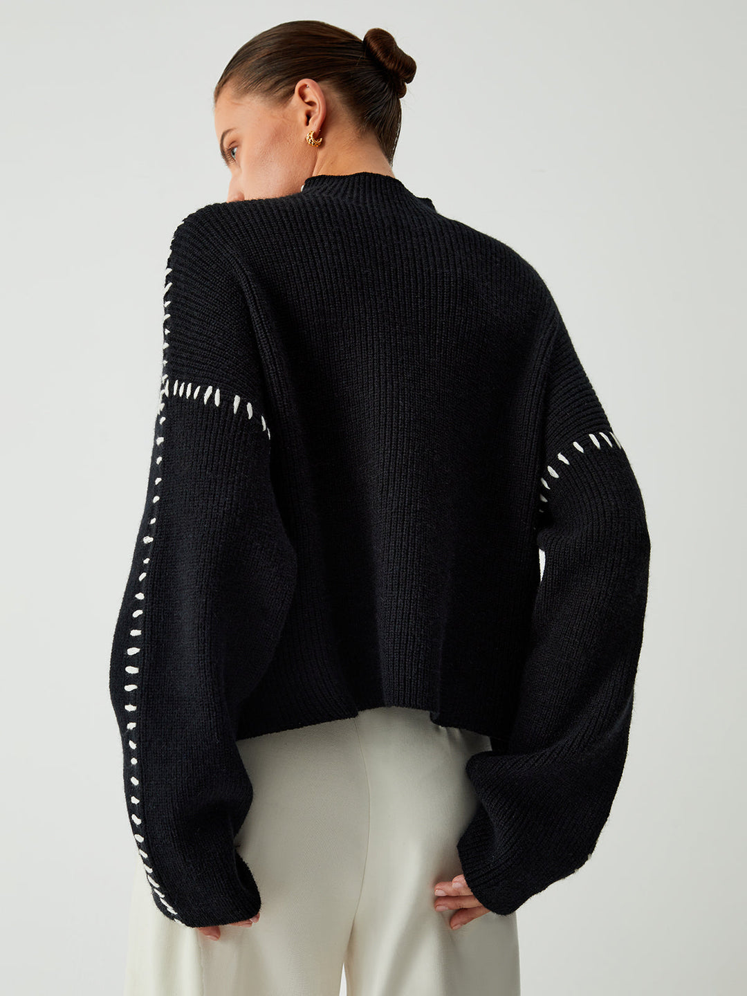 Alma - Turtleneck Sweater with Piqué Details