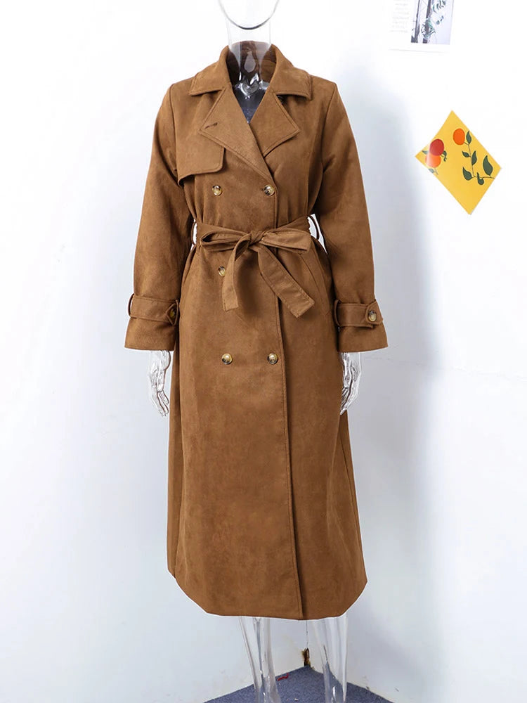 Klassieke Suède Trenchcoat met Riem