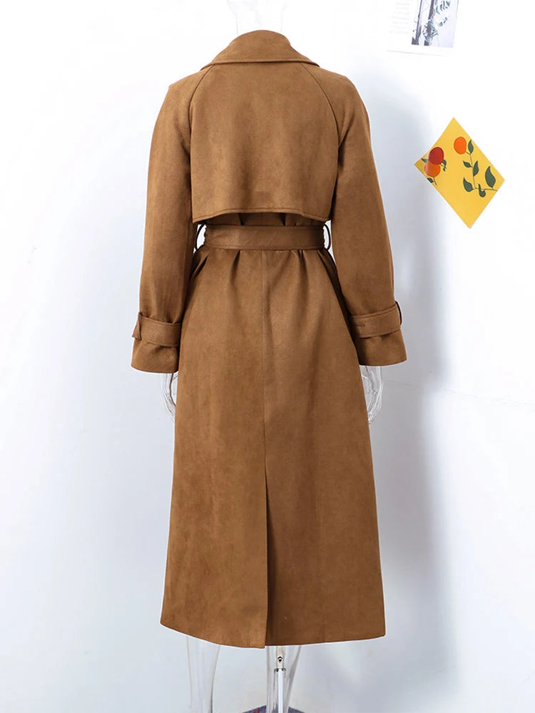 Klassieke Suède Trenchcoat met Riem