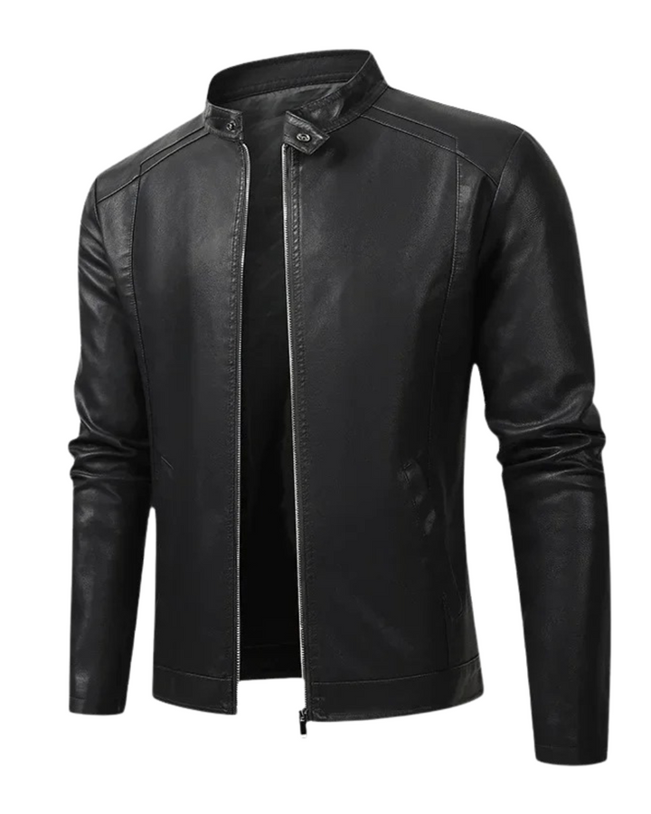 Elegant men's leather biker jacket