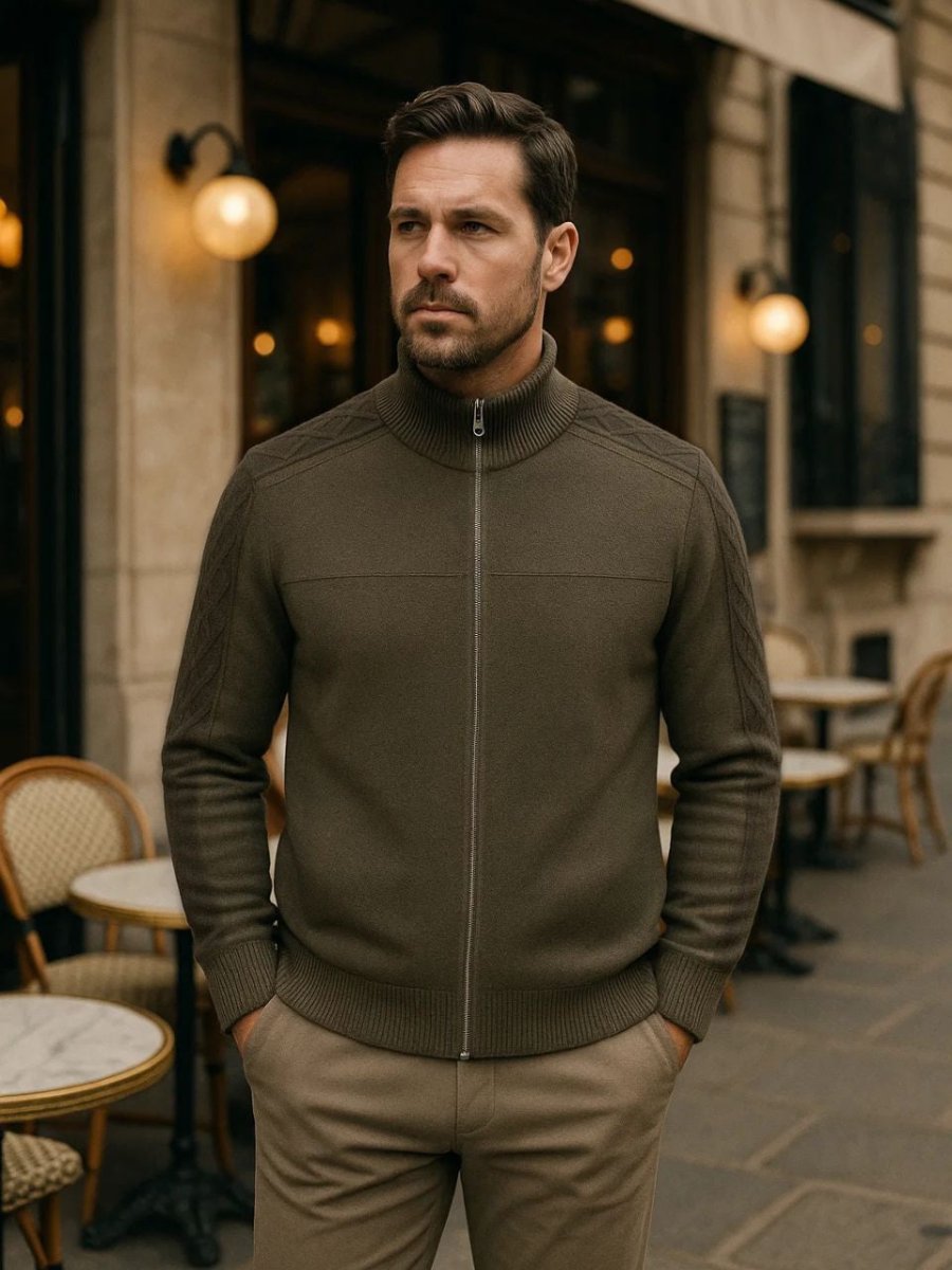 Cashmere Zip Sweater Knit Turtleneck
