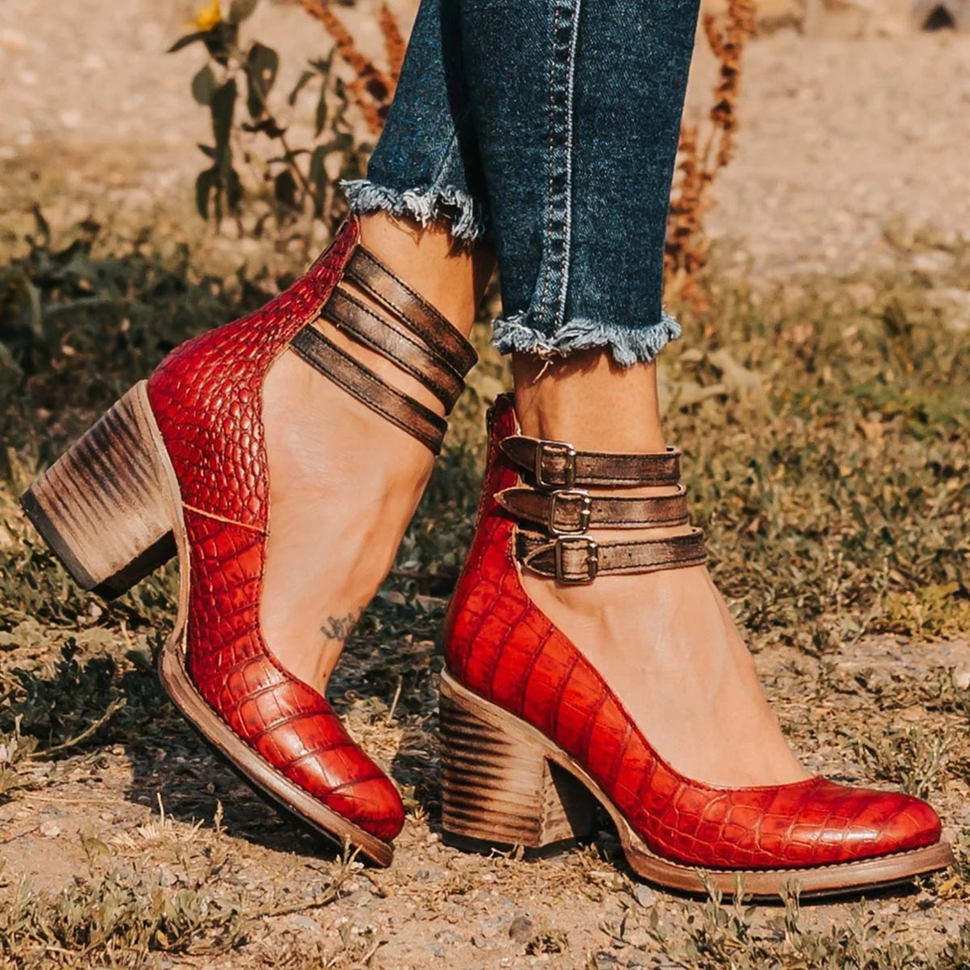 Savanna™ | Vintage Buckle Heel Boots