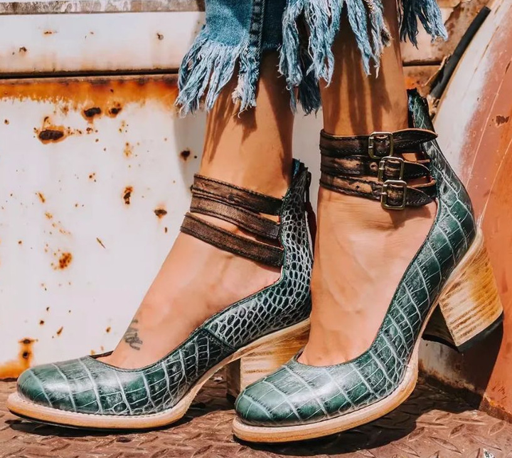 Savanna™ | Vintage Buckle Heel Boots