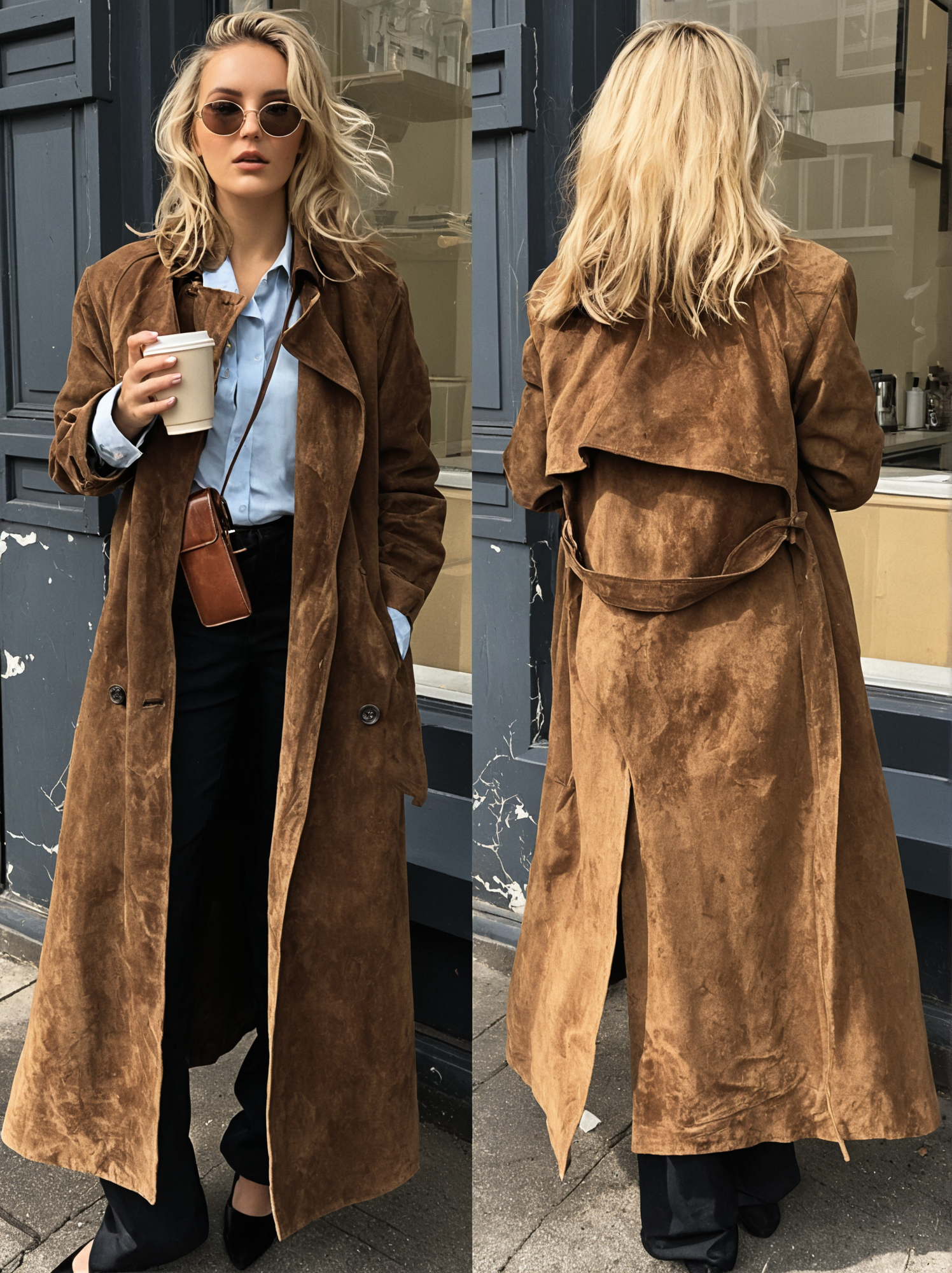 Klassieke Suède Trenchcoat met Riem