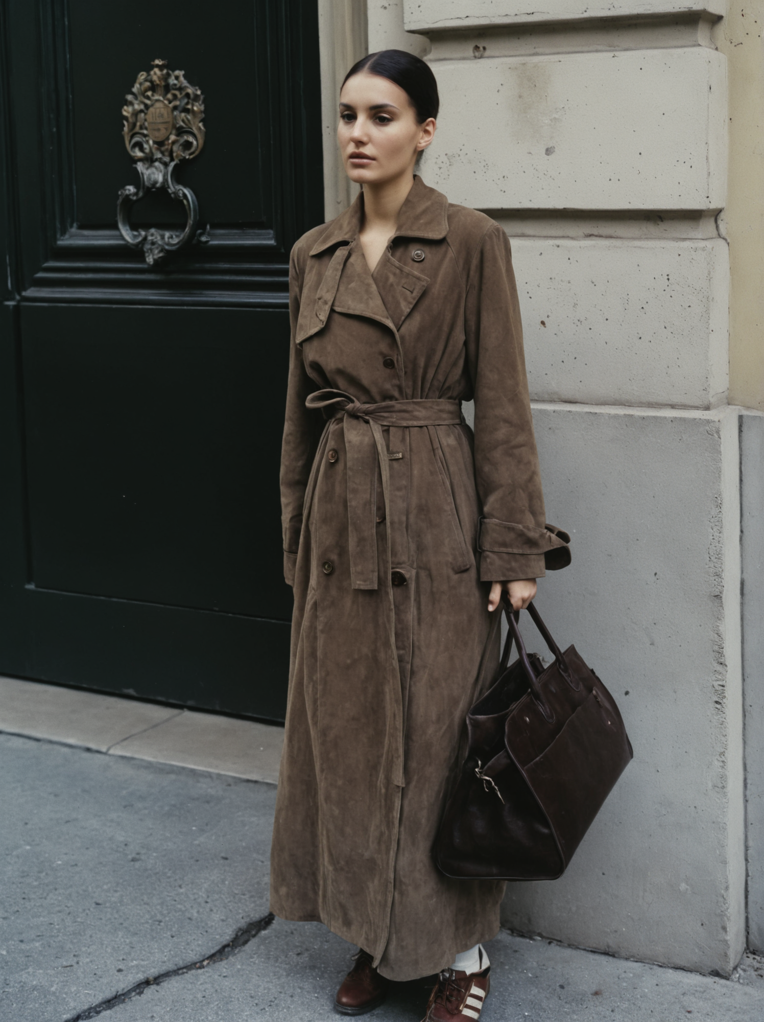 Klassieke Suède Trenchcoat met Riem