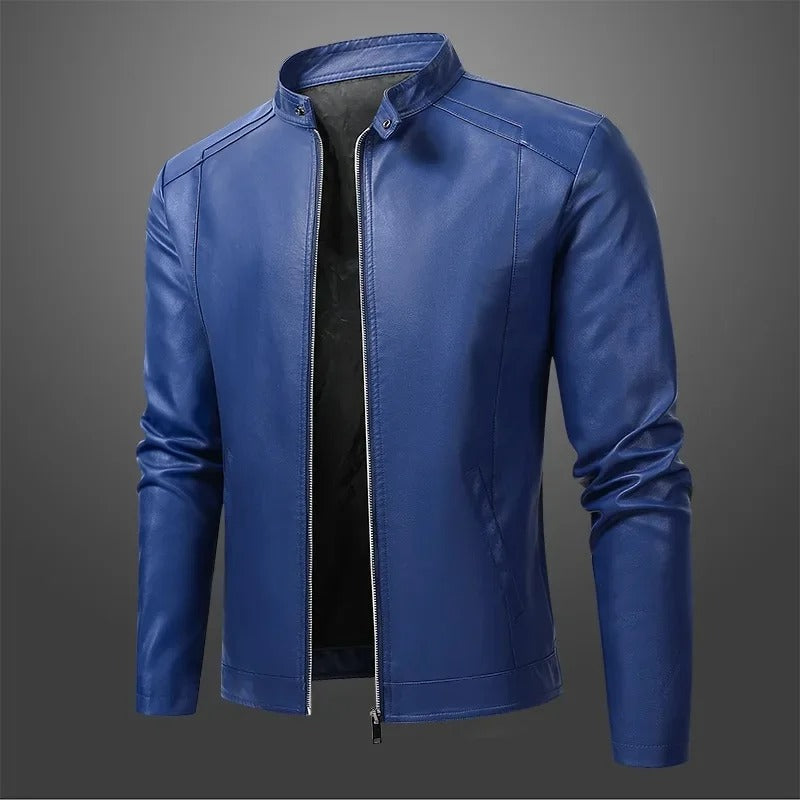 Elegant men's leather biker jacket