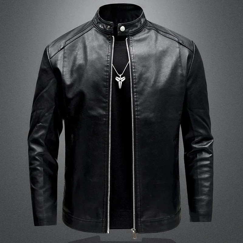 Elegant men's leather biker jacket