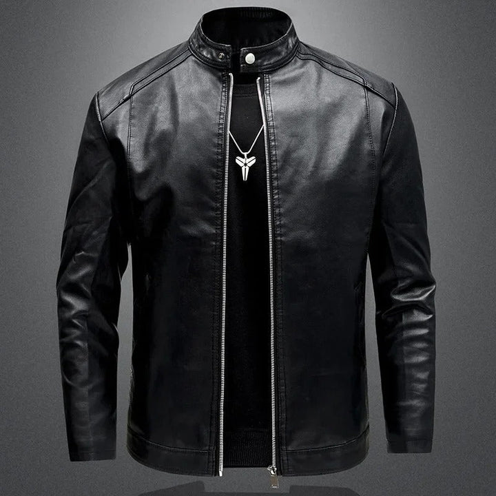 Elegant men's leather biker jacket